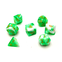 Jeu de dés polyédriques en résine à bords tranchants pour RPG Dungeons & Dragons, logo personnalisé, écologique, poids équilibré, 7 pièces, vert rose