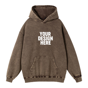 430gsm 100% Cotton Custom Embroidered Heavyweight Distressed Regular Fit Windproof Hoodie Winter Vintage Style Private Label - Product Image 4