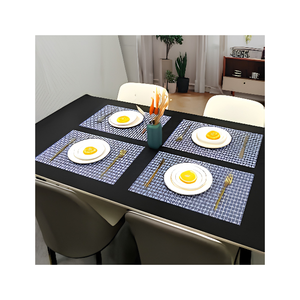 Sets de table en jute naturel à carreaux avec bordure verte, tapis de table tissés pour la cuisine, la maison, le restaurant, la décoration de table d'hôtel - Product Image 6