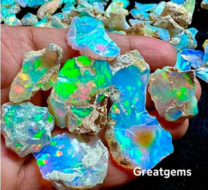 Gemas Grandes, Ópalo Blanco Etíope Natural de 50 Quilates, Cristales en Bruto con Efecto Óptico de Cambio de Color, Piedras Preciosas Sueltas para Joyería - Product Image 2