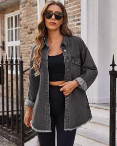 Chaqueta Vaquera Corta de Marca Personalizada, Superventas, Moda Femenina, Informal, Manga Larga, Tejido de Punto, Logotipo Personalizado, Algodón - Product Image 3