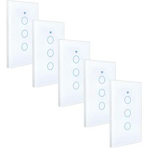 Luz con control por voz, MXTUK-005, 5 piezas, 5x3 vías, 2.4GHz, 100-250V AC, 50-60Hz, 300W por vía, 10A, Blanco. - Product Image 1