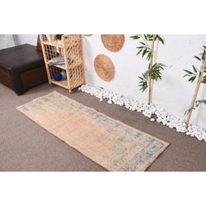 Alfombra turca Vintage moderna, Beige, 2x5,9 pies, Alfombra de tejido plano de lana con respaldo de látex para decoraciones de sala de estar - Product Image 3