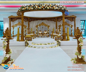Beautiful Wooden Mandap Setup for <b>UK</b> Wedding Latest Wedding Wooden Carving Mandap <b>UK</b> Most Stunning Indoor Wedding Mandap Canada - Product Image 4