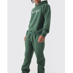 ชุดวอร์มผู้ชายผ้าฝ้ายคุณภาพสูง สไตล์วินเทจ ทอแบบหนา สีเขียว ทรงปกติ ปักตัวอักษร พร้อมฮู้ด - Product Image 3