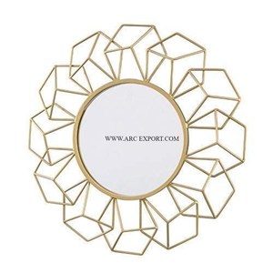 Elegant Large Round Sjape Gold Color <b>Mirror</b> Handmade Antique Style Metal <b>Frame</b> for Upscale Interior Wall Decor Accessories - Product Image 5