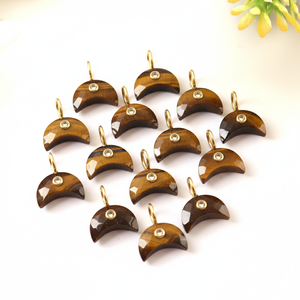 Collar con Colgante de Luna Creciente de Ojo de Tigre Natural, Plata de Ley 925, Joyería Artesanal con Gema Tallada, Precio al por Mayor - Product Image 6