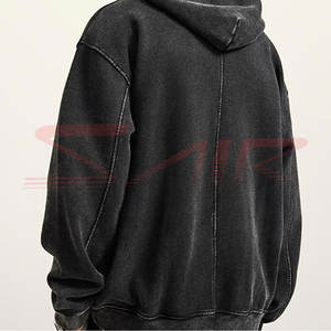 High Quality <b>Men's</b> <b>Black</b> Cotton Acid Wash Hoodie Custom Made Regular Fit Sweatshirts for Winter - Product Image 3