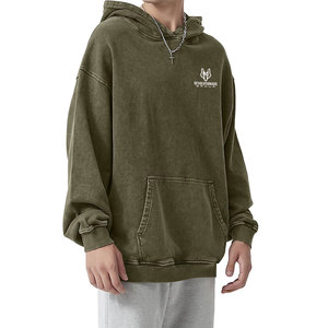 Sudadera con capucha de mezcla de algodón para hombre con aspecto vintage desgastado y diseño de efecto lavado de ajuste relajado para invierno - Product Image 4