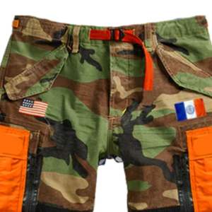 Tech Camouflage <b>Cargo</b> Pants Multi Pocket Utility <b>Joggers</b> Orange Accent Streetwear Tactical Slim Fit Pants <b>Men</b> - Product Image 3