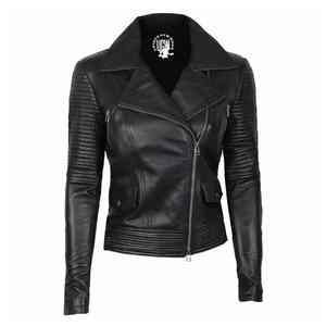 Blouson de motard en cuir véritable et peau de mouton pour femme, automne-hiver, imperméable, coupe-vent, respirant, réversible, avec pièces détachables - Product Image 5