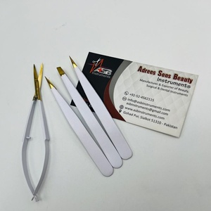 Pinset alis emas putih, Logo kustom baja berkelanjutan ujung runcing pinset alis dengan gunting pegas bulu mata - Product Image 6