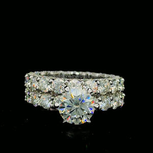 แหวนเพชร3Ct VVS กำหนดเอง925แหวนเพชรโมอิสซาไนต์เงินสำหรับผู้หญิงและผู้ชายจากเครื่องประดับมืออาชีพทำด้วยมือ - Product Image 1