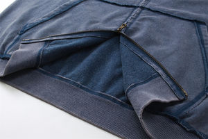 Sudadera con capucha personalizada con cremallera y lavado ácido, suéter bordado de talla grande, Sudadera con capucha con lavado ácido, 100% algodón, Sudadera con capucha para hombre - Product Image 5