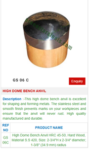High Dome <b>Bench</b> Anvil GS 591B Jewelry <b>Tools</b> for Jewelers - Product Image 2