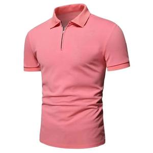 Polos de manga corta de verano para hombre, camisetas con cremallera para hombre, ropa de calle Fitness ligera para, camisetas transpirables de Color sólido con solapa - Product Image 6