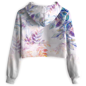 Fabricantes de ropa personalizado 100% algodón de alta calidad moda recortada liso en blanco pulóver Sudadera con capucha para mujer - Product Image 4