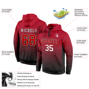 Mejor diseño personalizado deportes pulóver sudadera sudaderas con capucha negro rojo-blanco desvanecimiento estampado invierno uso ropa - Product Image 2