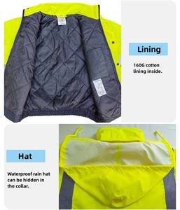 100% Polyester Polyester taffetas tissu haute visibilité épaissi vêtements de travail réfléchissants vêtements de pluie imperméables veste de travail ensemble de sécurité - Product Image 3