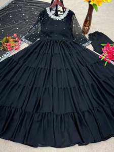 Presentamos un nuevo vestido de Georgette de imitación con volantes completamente cosido con parte inferior y vestido Dupatta listo para usar - Product Image 6