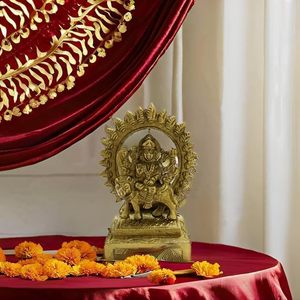 Latón Durga Idol escultura religiosa hindú decoración del hogar estatua mitológica diosa India estatuilla - Product Image 4