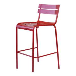 Chaise de bar extérieure en métal rouge, style rustique minimaliste, pour restaurant et salle à manger - Product Image 4