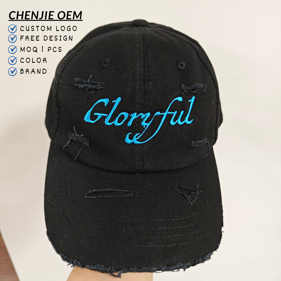 Custom Distressed Cap Wholesale Washed Sport Baseball Cap Hats Streetwear Embroidered logo Team Hat for Club Restaurant