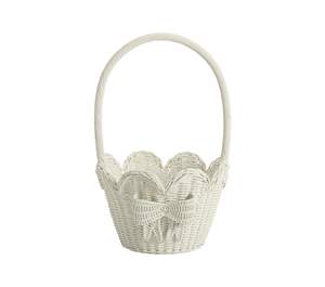 Elegant Rattan Scalloped Easter Baskets Handwoven Rattan Scallop Baskets With Handle Combine <b>Bow</b> for Holiday Decorative <b>Gifts</b> - Product Image 2