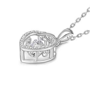 สร้อยคอรูปหัวใจ Jeulia ชุบโรเดียม ประดับด้วยหินควอตซ์เต้นรำ - Product Image 3
