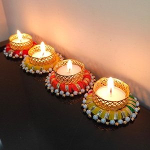 Vente en gros de bougies indiennes artificielles faites à la main pour bureau à domicile décoratives pour événements en extérieur Diwali Festival Gift Decor Tea Light Candle Holder - Product Image 1