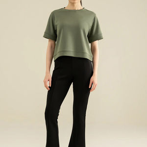 Sudadera Corta de Invierno para Mujer, Diseño Básico Informal, Cuello Redondo, Lisa, Suave, de Poliéster/Algodón, Personalizable en la Parte Delantera - Product Image 3