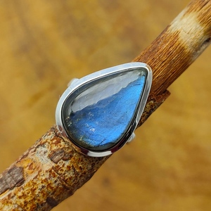 Piedra preciosa de labradorita Natural de alta calidad, anillo de joyería de boda bohemio de plata 925, Diamante de corte de pera para fiesta - Product Image 1