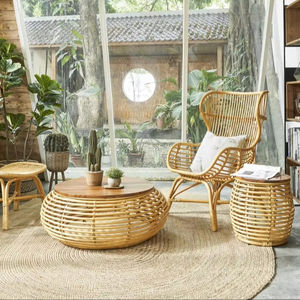 เก้าอี้หวายน้ำหนักเบาทนทาน4แพ็ค (30X37ซม.) สำหรับใช้ในร่มกลางแจ้งดีไซน์แบบดั้งเดิมตามธรรมชาติสำหรับวิลล่าห้องอาหารห้องนั่งเล่น - Product Image 2