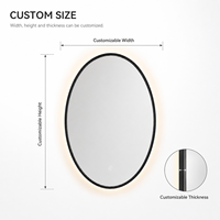Kingstin miroir LED moderne à cadre noir, rétroéclairage réglable et antibuée pour salle de bain et dressing