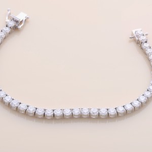 IGI Certified Lab Grown Round Solitaire Diamond Tennis <b>Bracelet</b> in <b>Solid</b> 925 Sterling <b>Silver</b> - Product Image 4