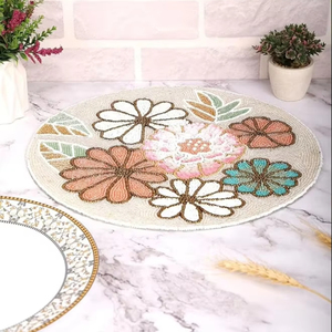 แก้วปักลายดอกไม้สีพาสเทลและแผ่นรองจานลูกปัดโพลีเอสเตอร์สำหรับตกแต่งโต๊ะสำหรับงานแต่งงานและแผ่นรองสำหรับคริสต์มาส - Product Image 2