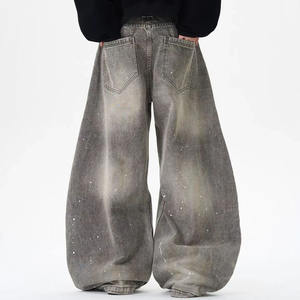 Jeans Anchos Grises Deslavados Vintage para Hombre, Jeans Casuales Y2k, Jeans de Algodón Grueso para Hombre, Ropa Urbana - Product Image 6
