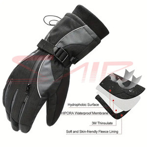 Guantes de Esquí de Invierno de Cuero Personalizados para Hombre, Impermeables, Cálidos, para Nieve, Snowboard, Moto de Nieve, Deportes de Esquí, con Bolsillo con Cremallera - Product Image 6