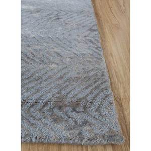 Alfombra Urbana Pause Kavi Azul, Tejida a Mano con Lana y Seda de Bambú, Modelo Esk-364 con Patrón de Chevrons, para Sala de Estar, Pasillo, Forma Rectangular - Product Image 4