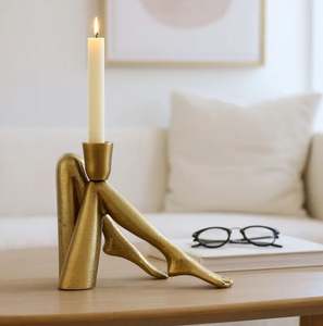 AK <b>Brass</b> Leg Shape Aluminium <b>Candle</b> <b>Holder</b> In <b>Brass</b> Finished Unique Stand For Hotel Decor / Restaurant Decor - Product Image 4