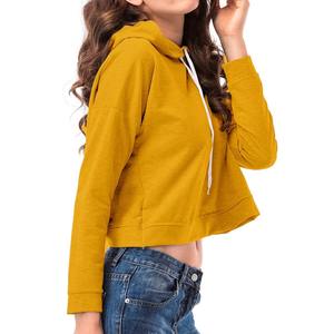 Haute qualité personnalisé femmes Gym pull haut court avec capuche manches longues surdimensionné demi-fermeture éclair à capuche hiver tricoté sweat - Product Image 4