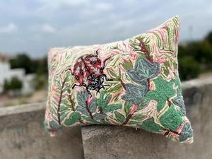 Handmade Kantha Cushion <b>Cover</b> Floral Square Cotton <b>Sofa</b> Pillow Woven Technique for Home Hotel and Hospital Use Custom-Designed - Product Image 2