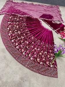 DERNIÈRE VÊTEMENTS DE MARIAGE GEORGETTE HEAVY CHINE SÉQUENCE TRAVAIL LEHENGAS AVEC TRAVAIL DUPATTA - Product Image 2