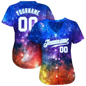 Camiseta de béisbol auténtica 3D azul claro blanco galáctico personalizada - Product Image 3