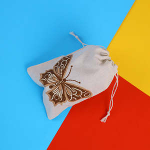 Butterfly Embroidered Cotton <b>Drawstring</b> <b>Pouch</b> Bag Open Style Closure Type For Jewellery Item Case Storage Bag Full Safety bag - Product Image 6
