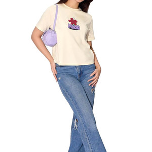 Camiseta con estampado de algodón orgánico de alta calidad de peso pesado del fabricante para mujer estilo informal personalizado al por mayor - Product Image 2