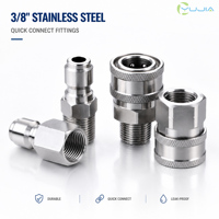 Raccords rapides haute pression en acier inoxydable 3/8" NPT, ensemble d'adaptateurs filetés mâle et femelle pour équipement de lavage automobile