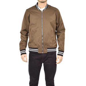 Blouson aviateur universitaire en satin de polyester 100% coupe ajustée pour hommes avec col montant et fermeture éclair pour le printemps - Product Image 5