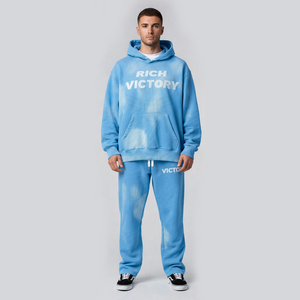 Conjunto de Sudadera con Capucha Extra Grande y Pantalones Deportivos Holgados de 2 Piezas, 100% Algodón, Lavado Ácido, Personalizado para Fabricación de Ropa - Product Image 2