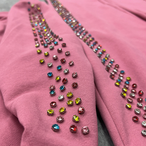 Chándal holgado con diamantes de imitación de algodón de alta calidad, fabricante personalizado Unisex, pantalones de chándal de gran tamaño, conjunto de chándal con capucha - Product Image 5